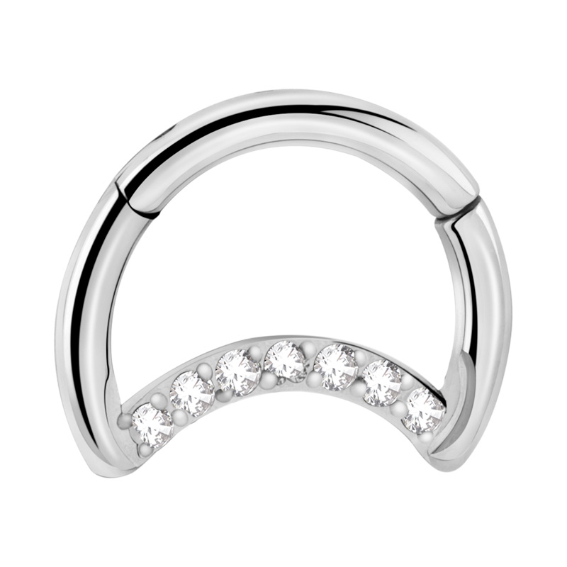 Piercing clicker (titane, argent, finition brillante) avec pierres en cristal Titane ASTM F136 Anneaux
