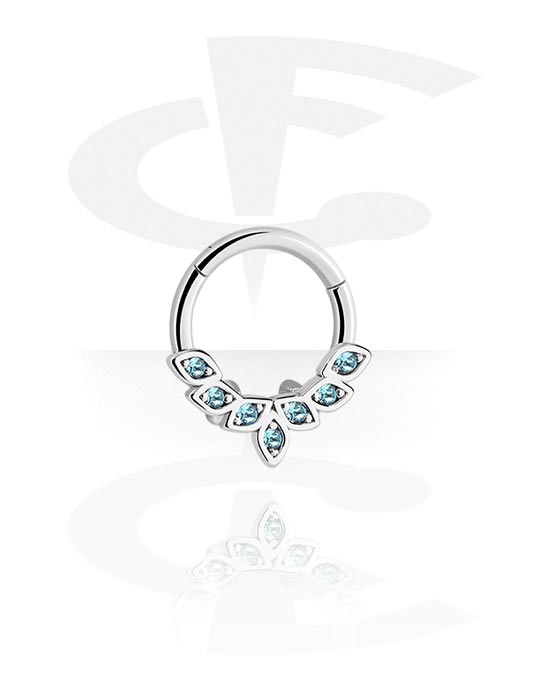 Piercing Ringe, Piercing-clicker (titan, sølv, blank finish) med krystaller, Titanium
