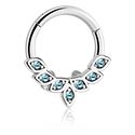 Anneaux, Piercing clicker (titane, argent, finition brillante) avec pierres en cristal, Titane ASTM F136