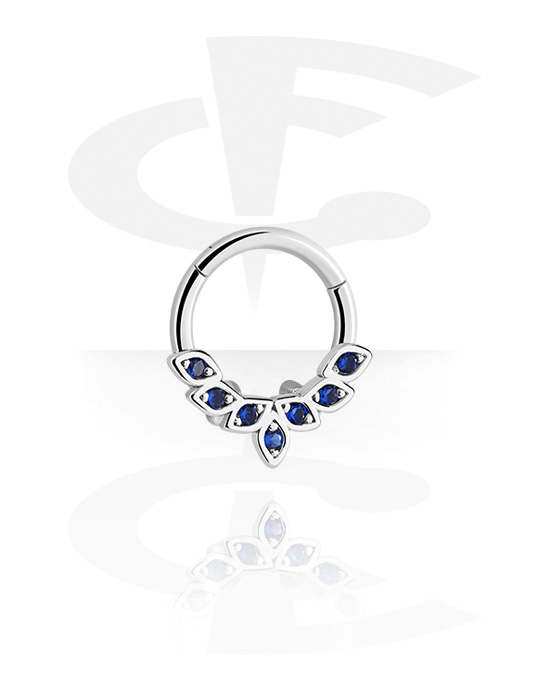 Anéis piercing, Piercing clicker (titânio, prata, acabamento brilhante) com pedras de cristal, Titânio