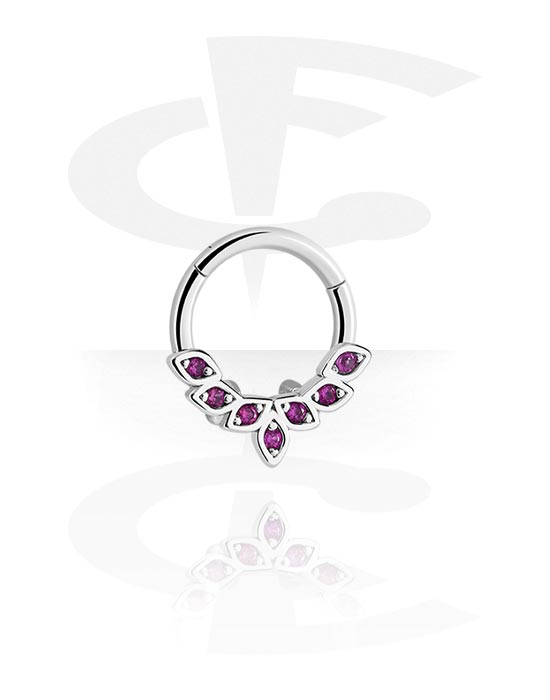 Piercing Ringe, Piercing-Klicker (Titan, silber, glänzend) mit Kristallsteinchen, Titan