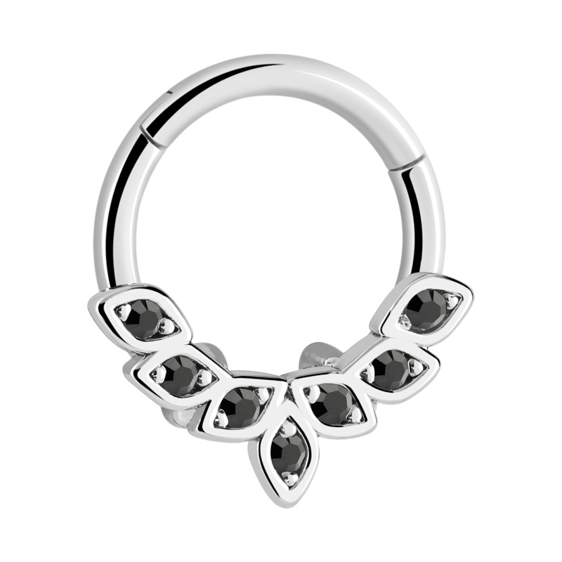 Piercing clicker (titane, argent, finition brillante) avec pierres en cristal Titane ASTM F136 Anneaux
