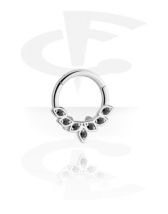 Anéis piercing, Piercing clicker (titânio, prata, acabamento brilhante) com pedras de cristal, Titânio