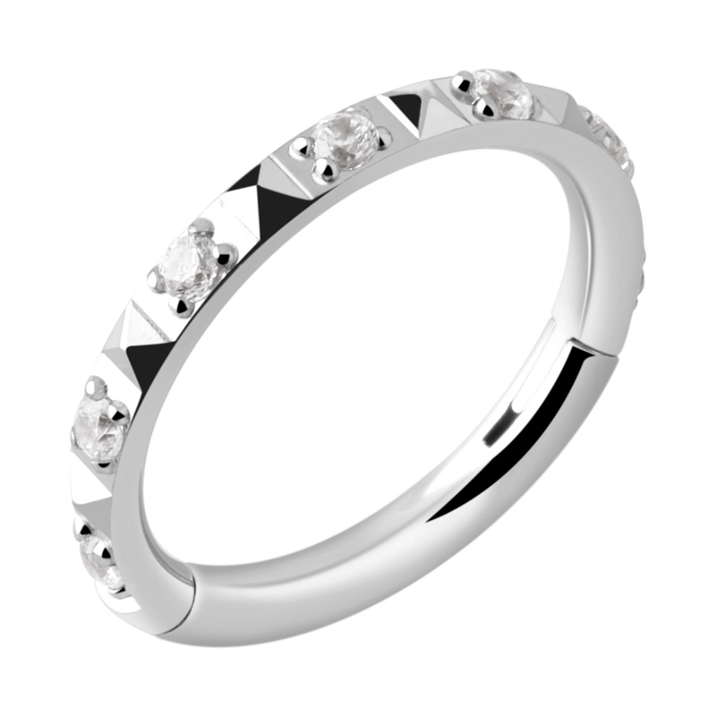 Piercing clicker (titane, argent, finition brillante) avec pierres en cristal Titane ASTM F136 Anneaux