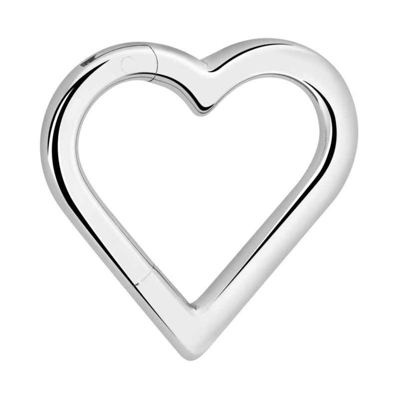 Heart-Shaped Piercing Clicker (titanium, silver, shiny finish) Titane ASTM F136 Anneaux