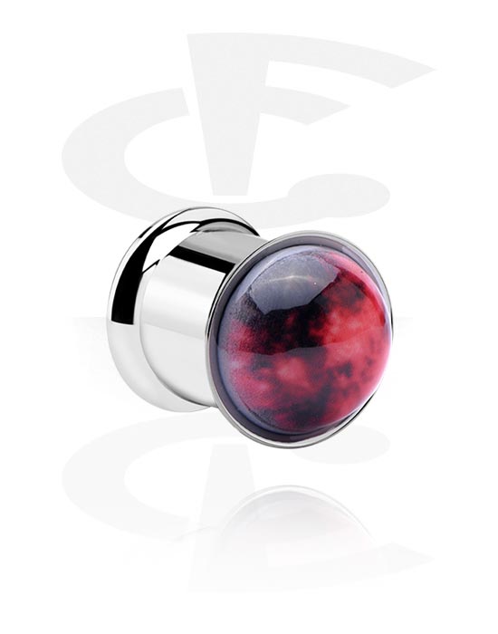Tunnels & Plugs, Tunnel double flared (acier chirurgical, argent) avec motif galaxie, Acier chirurgical 316L