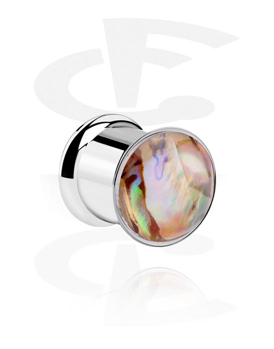 Tunnels & Plugs, Tunnel double flared (acier chirurgical, argent) avec colourful cap, Acier chirurgical 316L