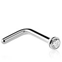 Piercings nez & Septums, Piercing nez en L (titane, argent, finition brillante) avec pierre en crystal, Titane ASTM F136