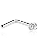 Piercings nez & Septums, Piercing nez en L (titane, argent, finition brillante) avec pierre en crystal, Titane ASTM F136
