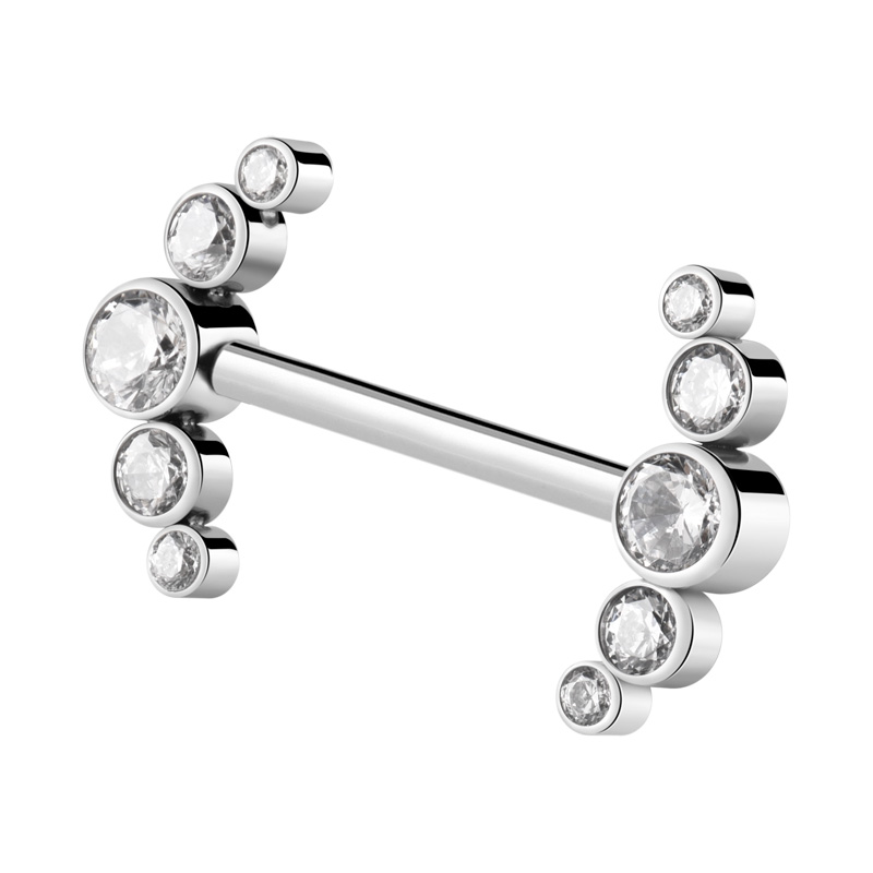 Barre pour piercing téton avec pierres en cristal Titane ASTM F136 Piercings téton