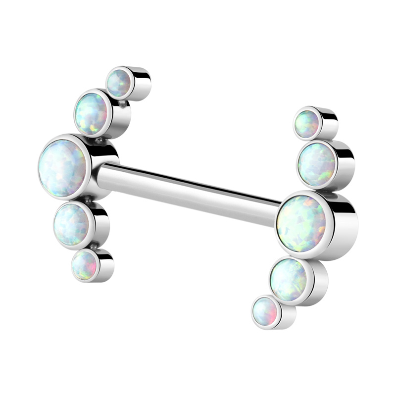 Barre pour piercing téton avec Opal Titane ASTM F136 Piercings téton