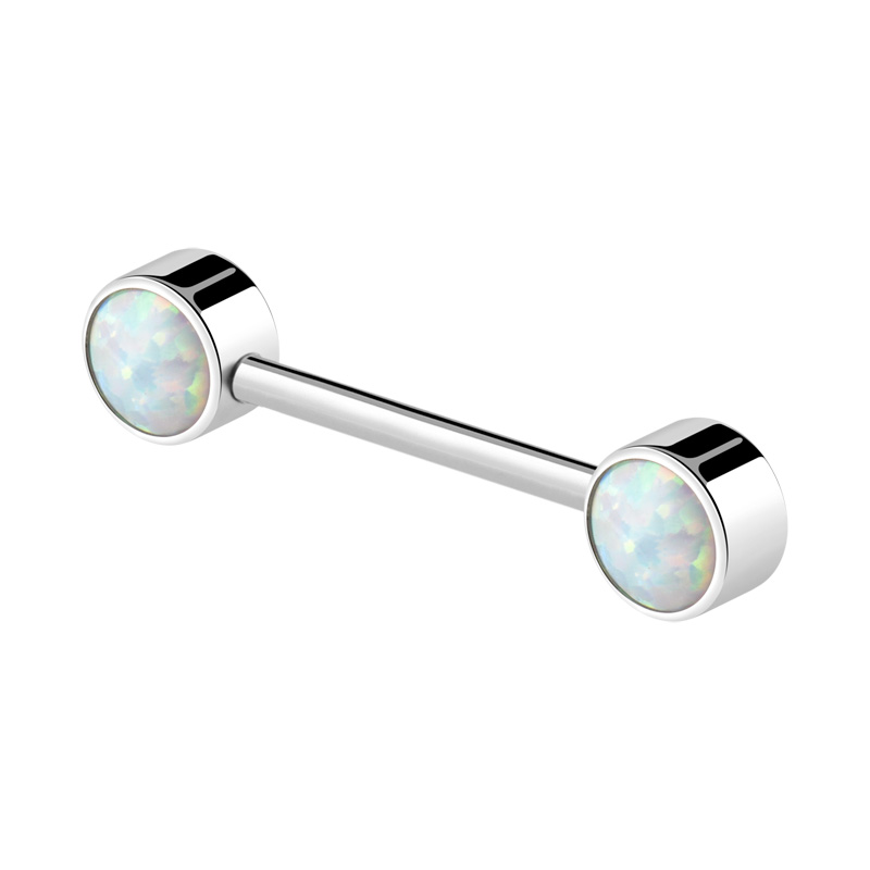 Barre pour piercing téton avec Opal Titane ASTM F136 Piercings téton
