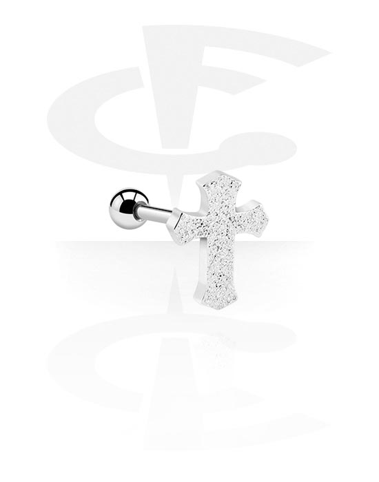 Helix & Tragus, Tragus Piercing with cross design, Surgical Steel 316L
