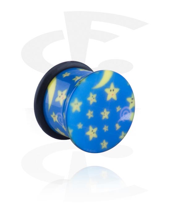 Tunnels & Plugs, Single flared plug (acrylic) with star design and O-ring, Acrylic