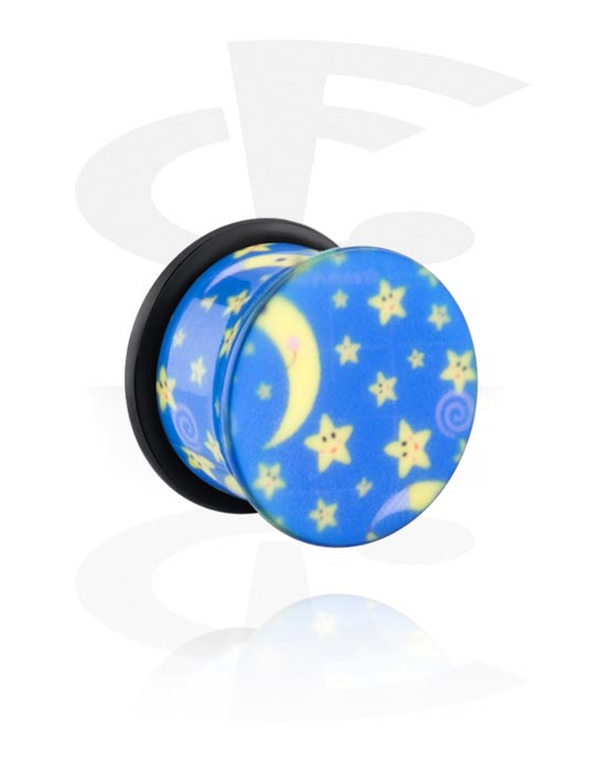 Tunnels & Plugs, Single flared plug (acrylic) with star design and O-ring, Acrylic