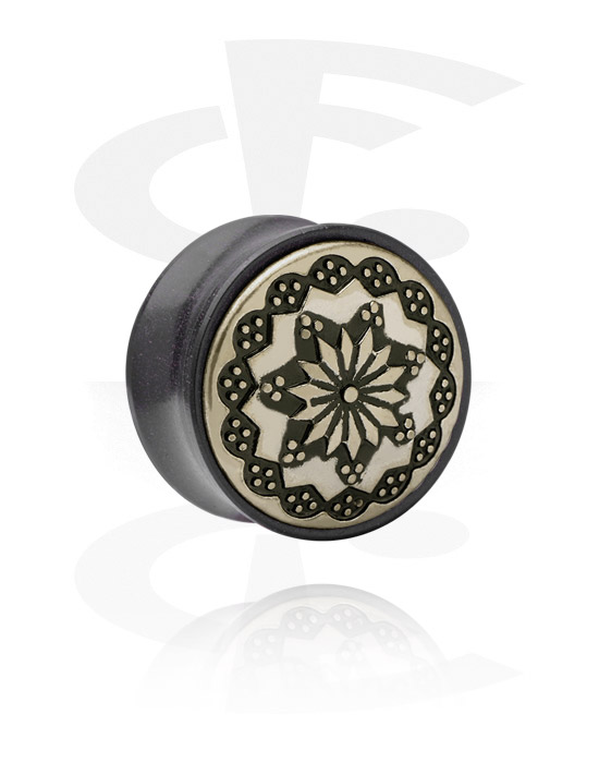 Tunnels & Plugs, Double flared plug (hout) met staal accessoire, Hout
