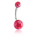 Curved Barbells, Belly button ring (surgical steel, silver, shiny finish) with acrylic balls, Surgical Steel 316L