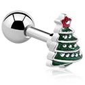 Helix & Tragus, Piercing para el tragus con diseño invernal de árbol de Navidad, Acero quirúrgico 316L