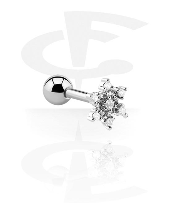 Helix & Tragus, Tragus Piercing with snowflake design, Surgical Steel 316L