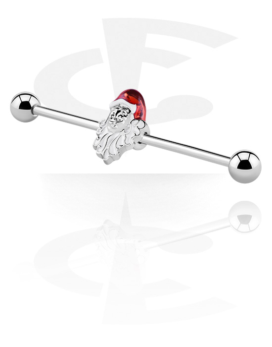 Barbell, Industrial barbell con design natalizio, Acciaio chirurgico 316L