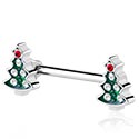Piercings pezón, Barbell para el pezón con diseño navideño, Acero quirúrgico 316L