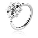Piercing Ringe, Evighedsring (kirurgisk stål, sølv, blank finish) med Snefnug-motiv og Krystalsten, Kirurgisk stål 316L, Pletteret messing
