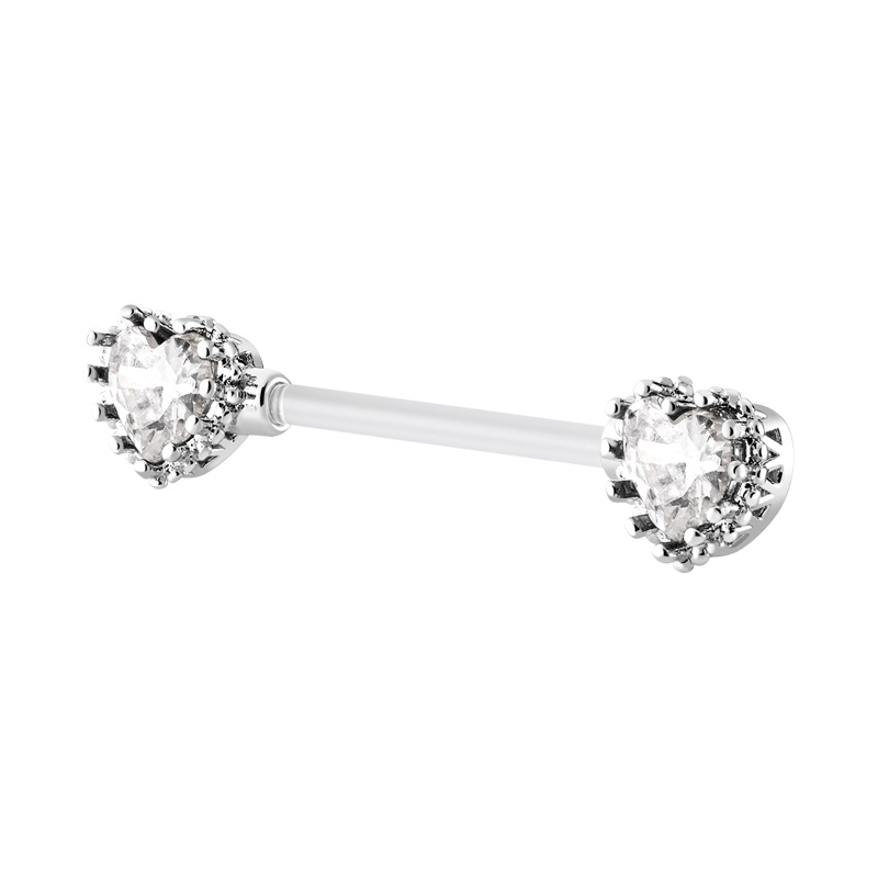 Nipple Barbell (bioflex, transparent) avec coeur en cristal Bioflex/Laiton plaqué Piercings téton