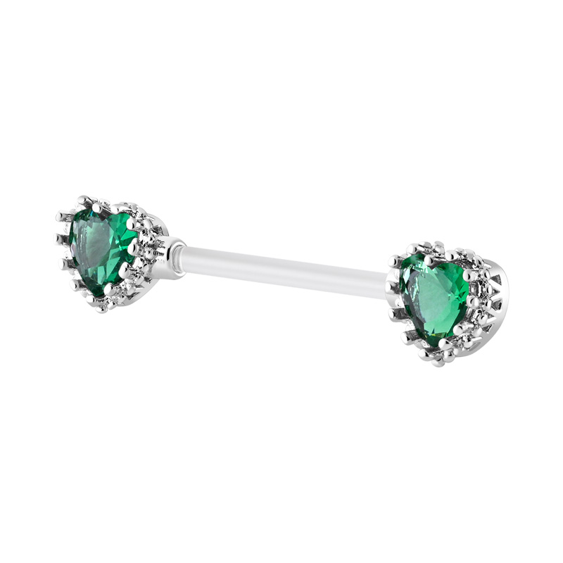 Nipple Barbell (bioflex, transparent) avec coeur en cristal Bioflex/Laiton plaqué Piercings téton