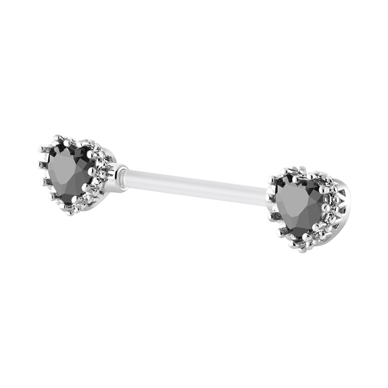 Nipple Barbell (bioflex, transparent) avec coeur en cristal Bioflex/Laiton plaqué Piercings téton