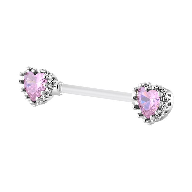 Nipple Barbell (bioflex, transparent) avec coeur en cristal Bioflex/Laiton plaqué Piercings téton