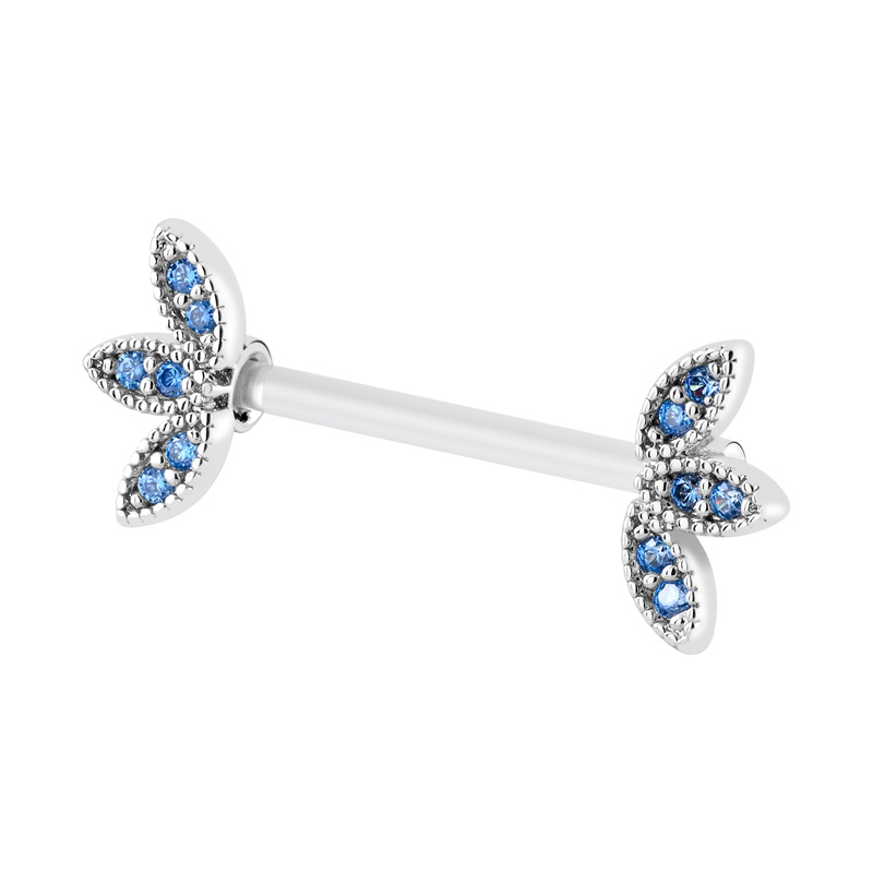 Nipple Barbell (bioflex, transparent) avec pierres en cristal Bioflex/Laiton plaqué Piercings téton