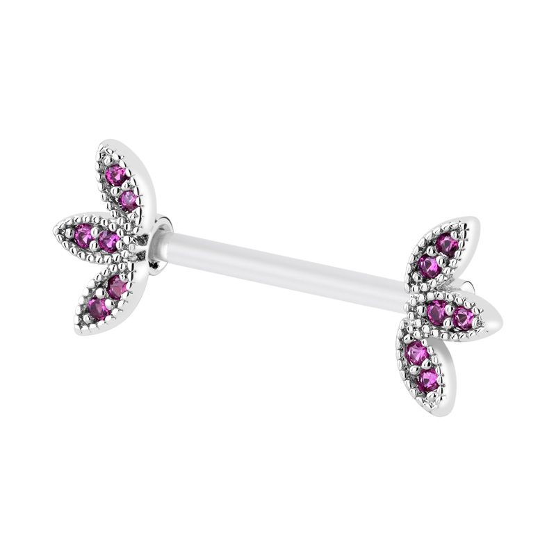 Nipple Barbell (bioflex, transparent) avec pierres en cristal Bioflex/Laiton plaqué Piercings téton