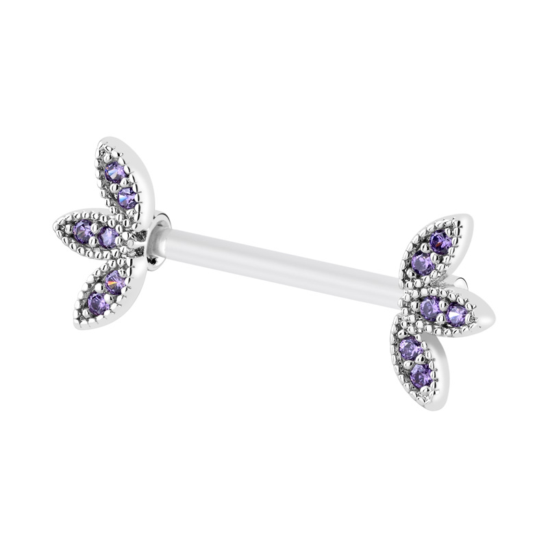 Nipple Barbell (bioflex, transparent) avec pierres en cristal Bioflex/Laiton plaqué Piercings téton