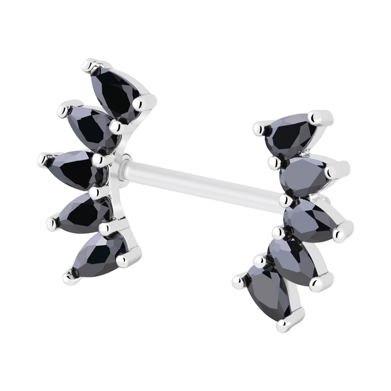 Nipple Barbell (bioflex, transparent) avec pierres en cristal Bioflex/Laiton plaqué Piercings téton