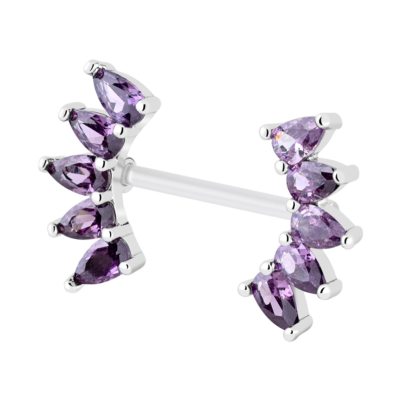 Nipple Barbell (bioflex, transparent) avec pierres en cristal Bioflex/Laiton plaqué Piercings téton