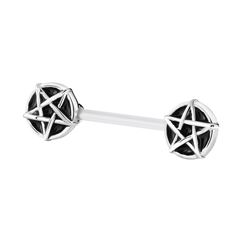 Nipple Barbell (bioflex, transparent) avec motif étoile Bioflex/Laiton plaqué Piercings téton