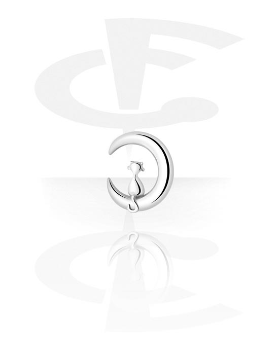 Ørevægte & Hangers, Ørevægt (kirurgisk stål, sølv, blank finish) med Kattemotiv, Kirurgisk stål 316L