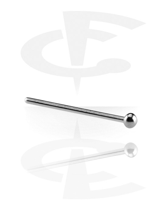 Neuspiercings & Septums, Recht neusknopje (chirurgisch staal, zilver, glanzende afwerking), Chirurgisch staal 316L