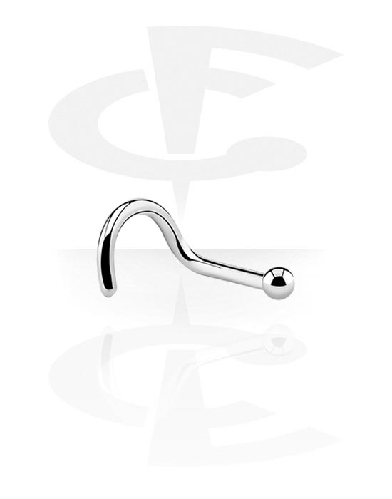 Nose Jewellery & Septums, Curved nose stud (surgical steel, silver, shiny finish), Surgical Steel 316L