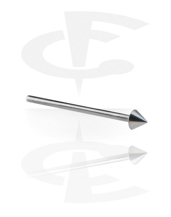 Nose Jewelry & Septums, Straight nose stud (surgical steel, silver, shiny finish) with cone, Surgical Steel 316L