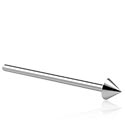 Næsesmykker og septums, Lige næsestud (kirurgisk stål, sølv, blank finish) med spike, Kirurgisk stål 316L