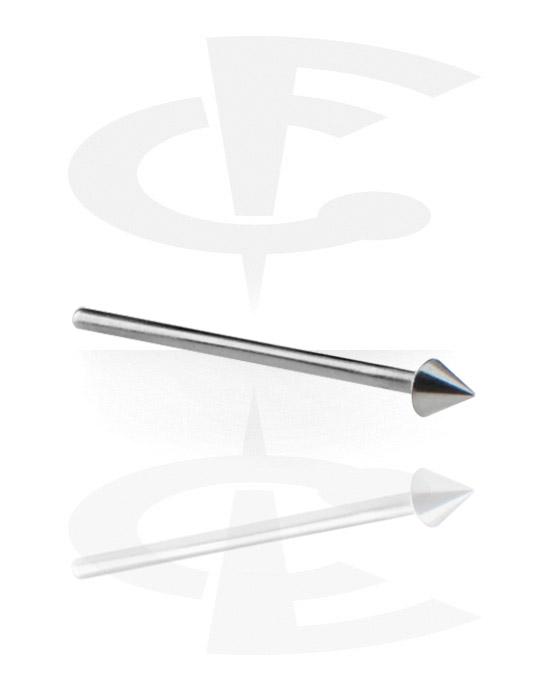 Nose Jewellery & Septums, Straight nose stud (surgical steel, silver, shiny finish) with cone, Surgical Steel 316L