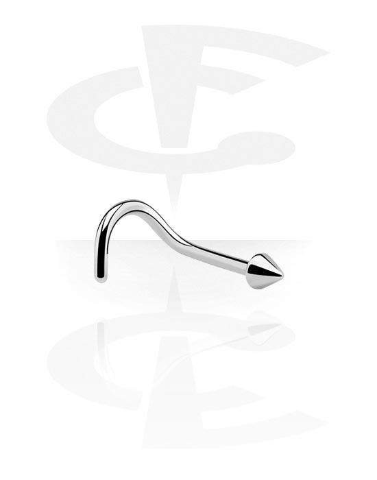 Nose Jewellery & Septums, Curved nose stud (surgical steel, silver, shiny finish) with cone, Surgical Steel 316L