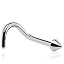 Piercings nez & Septums, Piercing nez incurvé (acier chirurgical, argent, finition brillante) avec cône, Acier chirurgical 316L