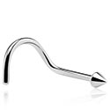 Nose Jewellery & Septums, Curved nose stud (surgical steel, silver, shiny finish) with cone, Surgical Steel 316L