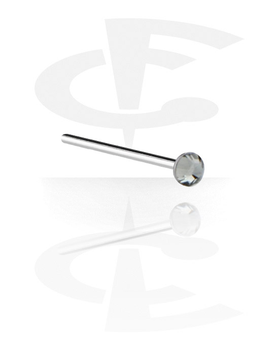Näspiercingar, Straight nose stud (surgical steel, silver, shiny finish) med kristallsten, Kirurgiskt stål 316L