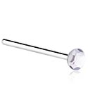Nose Jewellery & Septums, Straight nose stud (surgical steel, silver, shiny finish) with crystal stone, Surgical Steel 316L