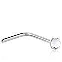 Piercings nez & Septums, Piercing nez en L (acier chirurgical, argent, finition brillante) avec pierre en crystal, Acier chirurgical 316L