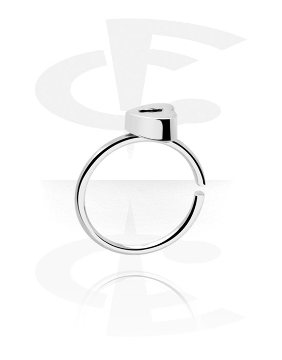 Anéis piercing, Continuous ring (aço cirúrgico, prata, acabamento brilhante) com acessório coração, Aço cirúrgico 316L