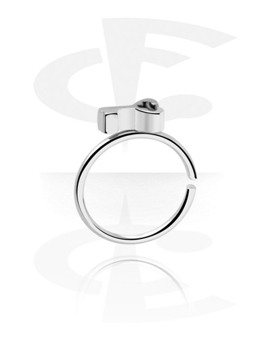 Anéis piercing, Continuous ring (aço cirúrgico, prata, acabamento brilhante) com acessório, Aço cirúrgico 316L